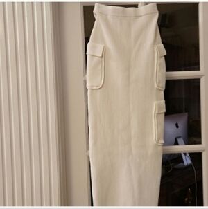 House of CB White Ribbed Skirt